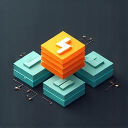 Icona di blocchi interconnessi con un simbolo di energia